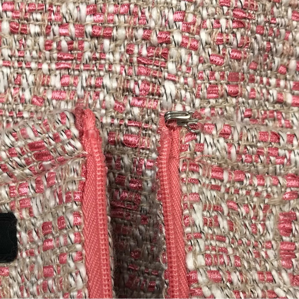 Talbots Petites Pink White Tweed V-Neck Cap Sleeve Sheath Midi Dress (2P) - Picture 12 of 16